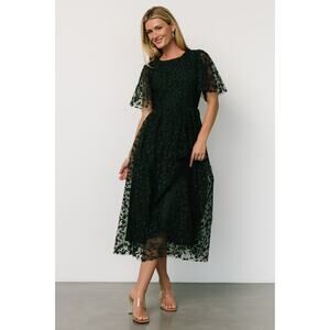 Baltic Born Forest Green Lace Overlay Smocked Tulle Flowy Dress NWT XL / 1XL